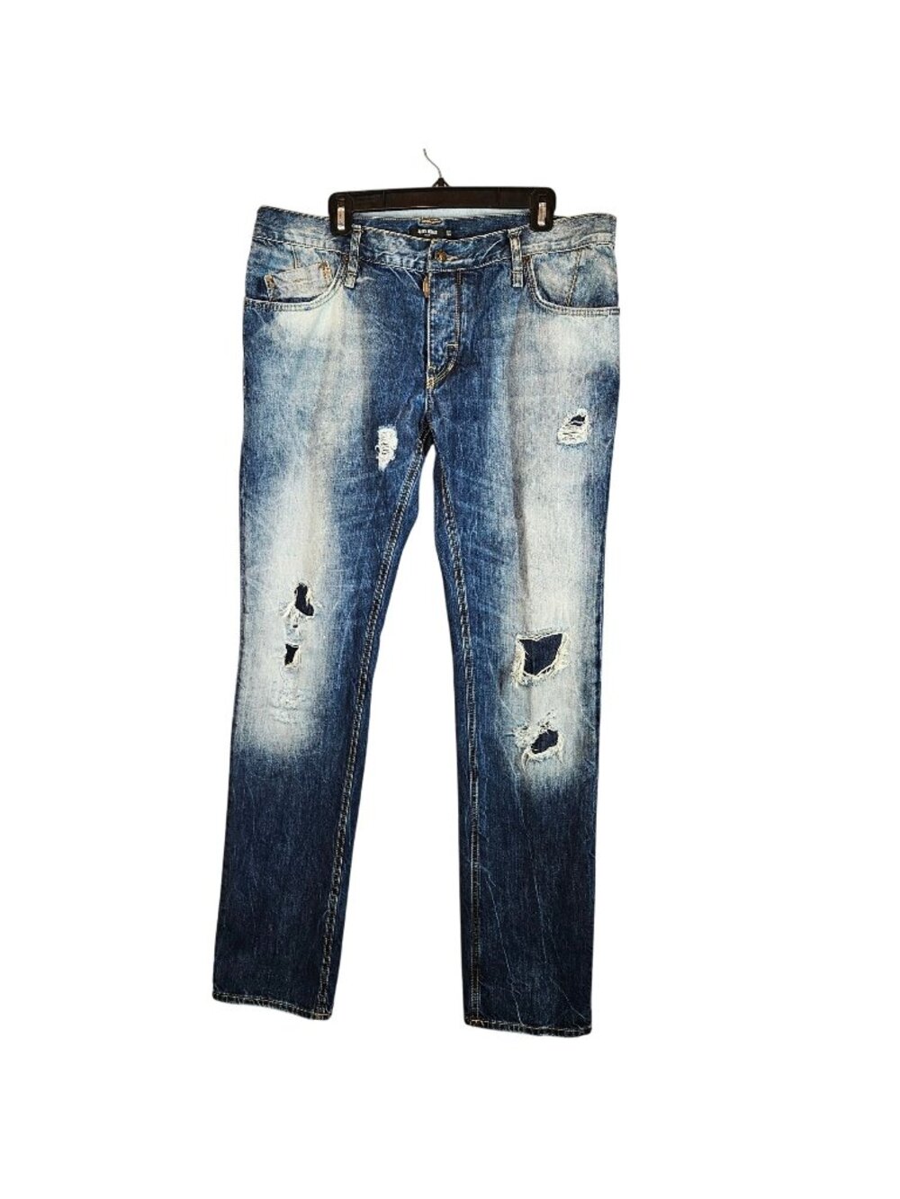Antony Morato Mens 38x34 Distressed Slim Fit Jeans Italian Blue Denim Casual